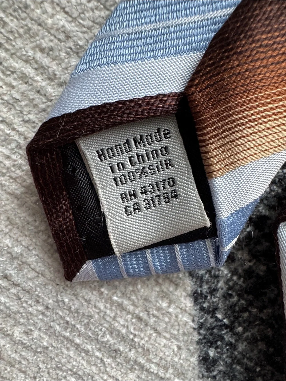 Geoffrey Beene Blue Brown Striped Silk Tie 4” Classic Wide Necktie